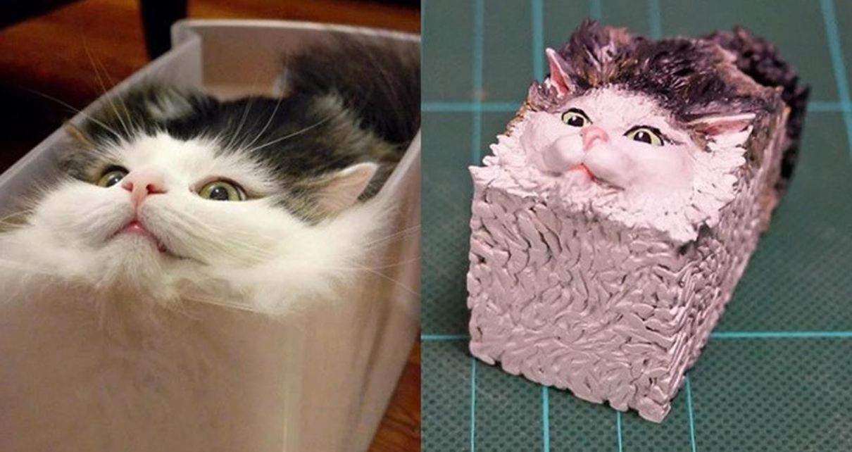 Patung Yang Terinspirasi dari Foto Unik Kucing Oleh Seniman Jepang