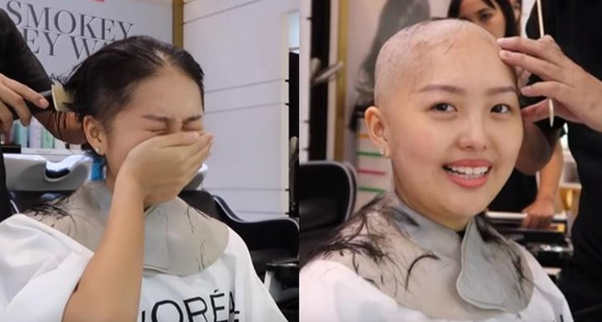 Saat Dicukur Botak Wanita Pengidap Kanker Ini Tetap Terseyum