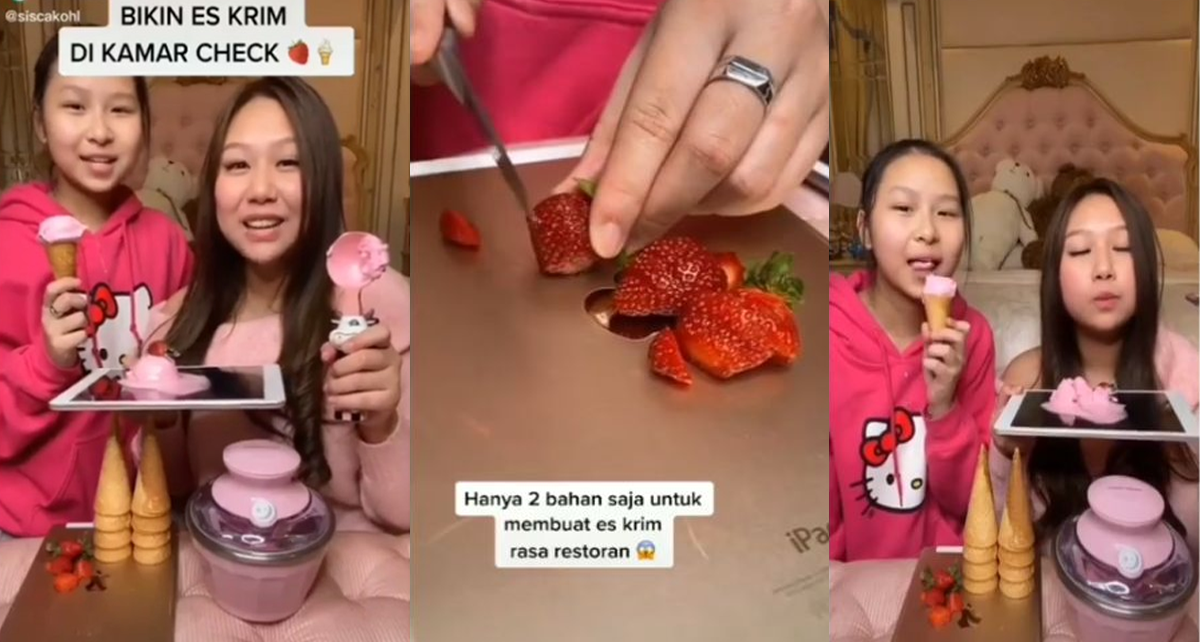 Dua Wanita Membuat Es Krim Menggunakan IPad Sebagai Talenan